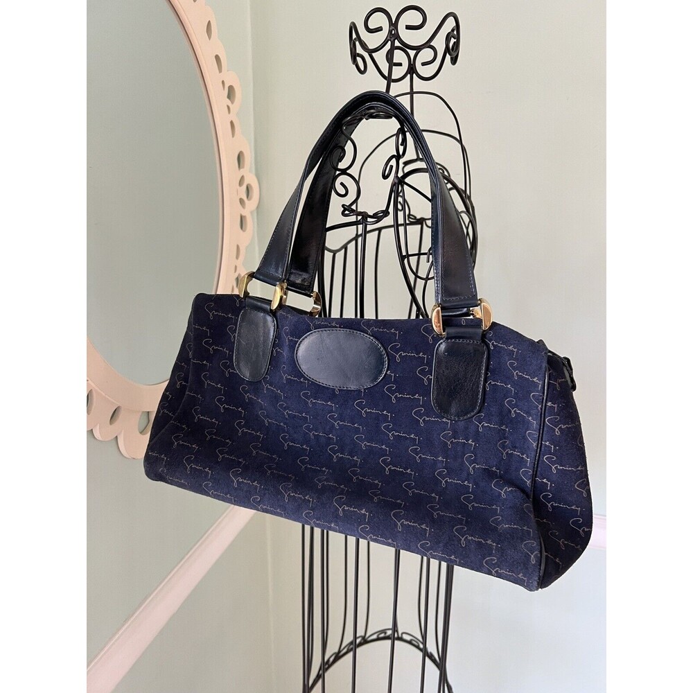 SAC GIVENCHY BLUE SUEDE BOSTON BAG handbag purse‎ VTG - Picture 3 of 9